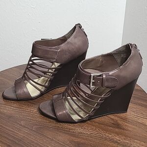 Nine & Co. Wedge Heels, Brown with Dark Heels, Size 10 Shoes